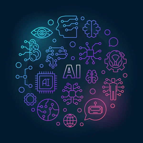 AI színes illusztráció. Mesterséges intelligencia vektor jele — Stock Vector