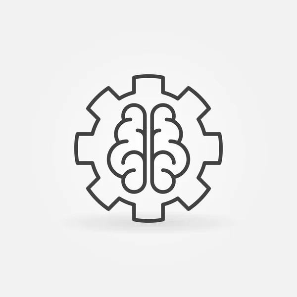 Cerebro de IA en el concepto de engranajes icono de esquema o elemento de diseño — Vector de stock