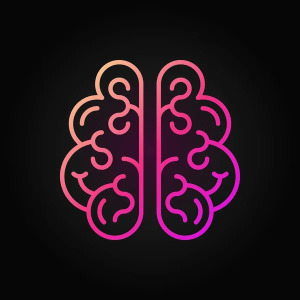 Icône rouge vecteur cérébral humain en style contour sur fond sombre — Image vectorielle
