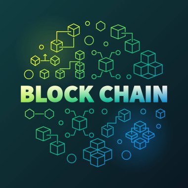 Blok zincir vektör yuvarlak yaratıcı ince hat illüstrasyon