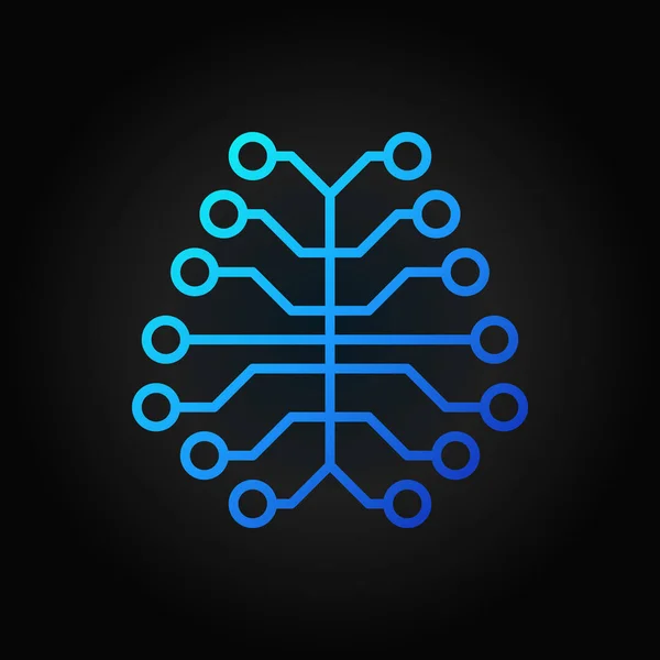 Концепция цифрового мозга AI Синий значок или логотип в линейном стиле — стоковый вектор
