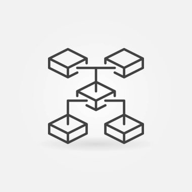 İnce çizgi stili Blockchain ve fintech vektör simgesi