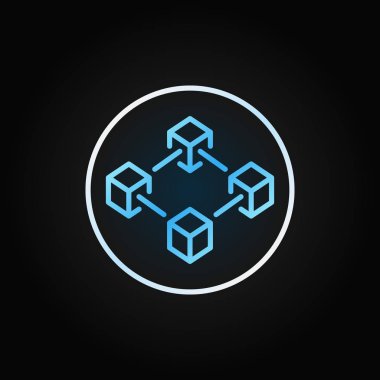 Daire anahat simgesi mavi Blockchain. Zincir vektör işareti engellemek