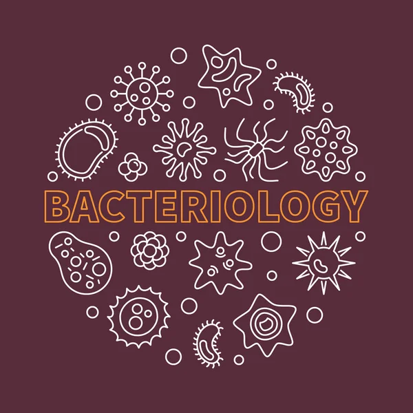 Bakteriologie rund Vektor kreative Umrisse Illustration — Stockvektor