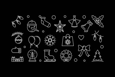 Noel modern yatay vektör afiş anahat tarzı