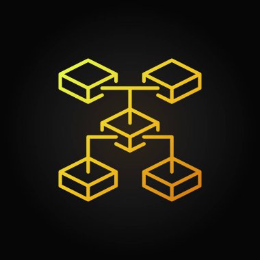 Anahat tarzı sarı simge vektör Blockchain ve fintech