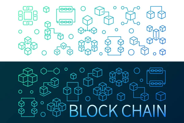Blok zincir vektör afiş kümesi renkli. Blockchain illüstrasyon — Stok Vektör