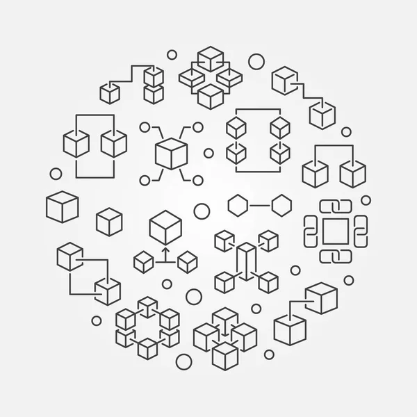 Blockchain vettore linea rotonda illustrazione minima — Vettoriale Stock