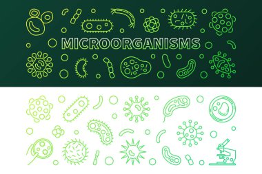 Mikroorganizmaların yeşil hat afiş. Vektör çizim