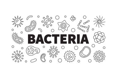 Bakteri vektör yatay banner. Kavram anahat illüstrasyon 