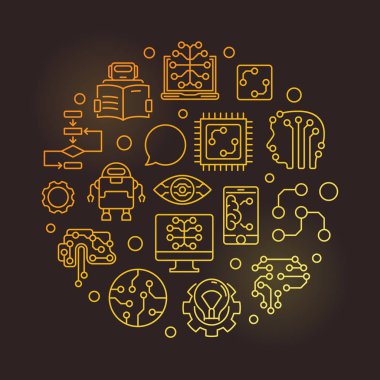 Dairesel vektör altın çizgi çizim öğrenme makine