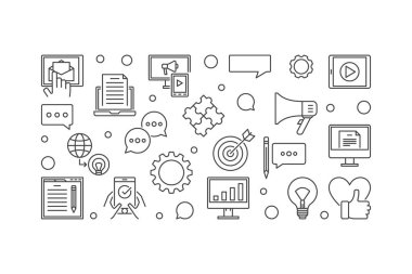 Dijital içerik Anahat vektör banner veya illüstrasyon