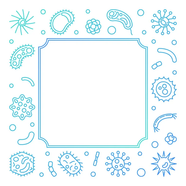 Virología marco azul. Ilustración creativa vectorial en estilo de línea — Vector de stock