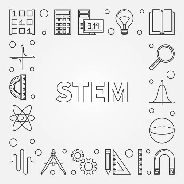 STEM education square frame - vector outline illustration — Stock Vector