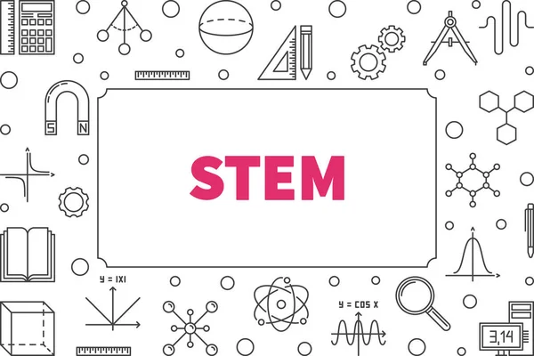 Telaio lineare orizzontale STEM vettoriale. Illustrazione dell'istruzione — Vettoriale Stock