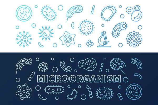 2 微生物青の創造的なベクトル アウトライン バナーの設定 — ストックベクタ