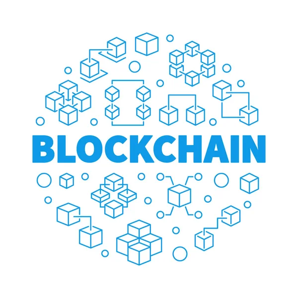 Vector Blockchain azul redondo ilustração em estilo linha fina — Vetor de Stock