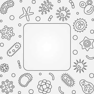 Virüs kare çerçeve. Vektör kavramı anahat çizim 