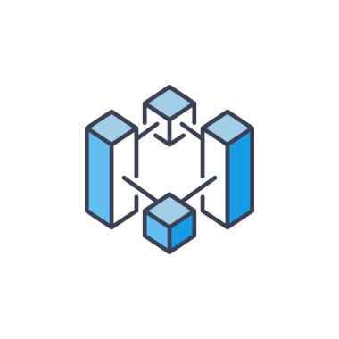 Blockchain kripto mavi kutsal kişilerin resmi. Vektör cryptocurrency sembolü