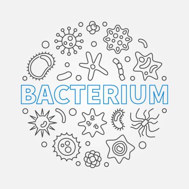 Bakteri vektör Mikrobiyoloji anahat illüstrasyon yuvarlak