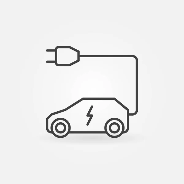 All-elektrische auto met stekker overzicht pictogram. Vector symbool — Stockvector