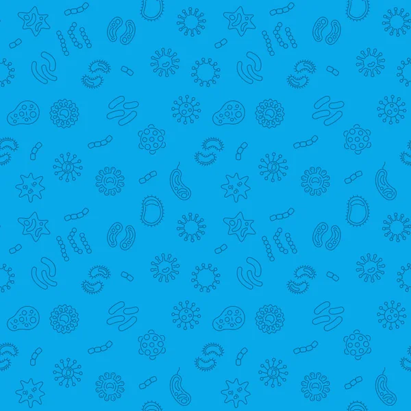 Microbiología inconsútil patrón azul. Ilustración vectorial — Vector de stock