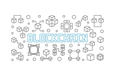 Blockchain kripto vektör Anahat basit yatay örnek 