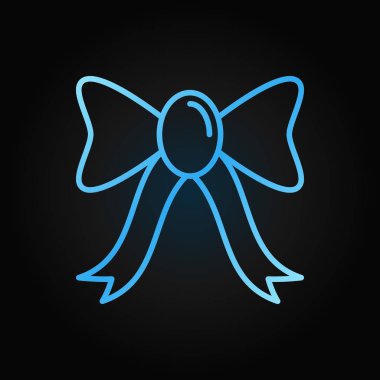 Noel şerit veya yay mavi anahat vektör simgesi