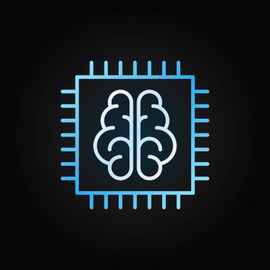 Beyin vektör yaratıcı simgesi anahat tarzı ile chip