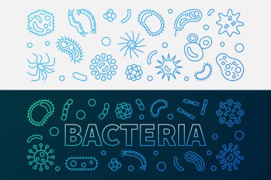 Bakteri Mikrobiyoloji parlak bir çizgi afiş - vektör çizim