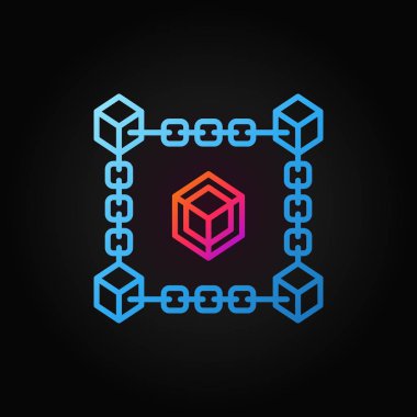 Blok zincir vektör renkli doğrusal kavramı simge