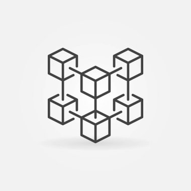 Blockchain kripto teknoloji vektör kavramı anahat simgesini