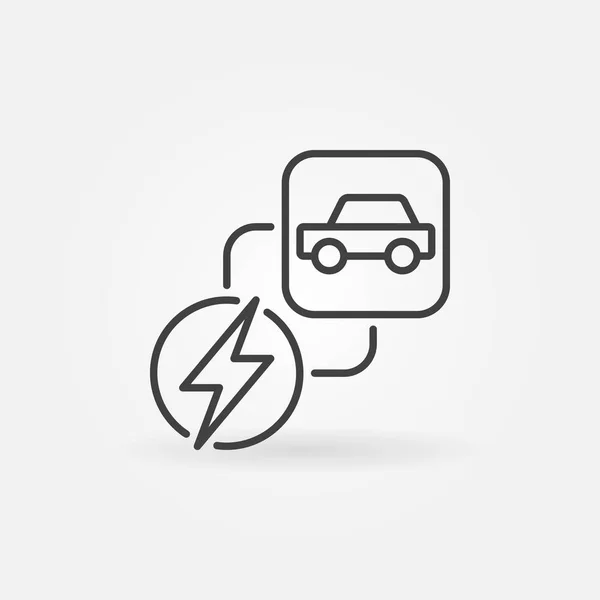 Vecteur voiture électrique et icône de la foudre dans le style de ligne — Image vectorielle