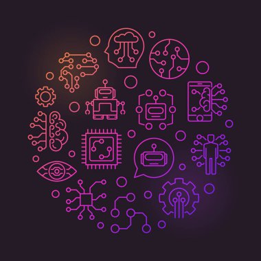 Gelecek yuvarlak vektör yaratıcı çizimde ince çizgi stili