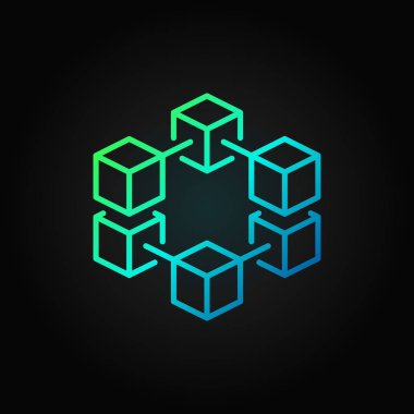 Anahat kavramı simge veya işareti renkli Blockchain vektör