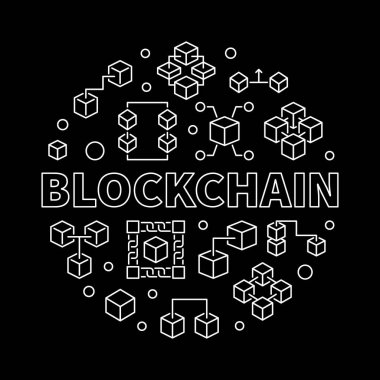 Blockchain cryptocurrency vektör yuvarlak konsept illüstrasyon