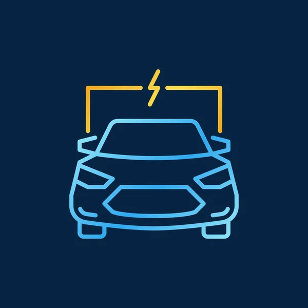 Auto électrique ou vecteur de voiture icône contour lumineux ou symbole — Image vectorielle