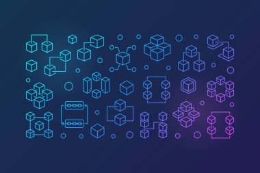 Vektör Blockchain aydınlık yatay çizgi çizim veya afiş
