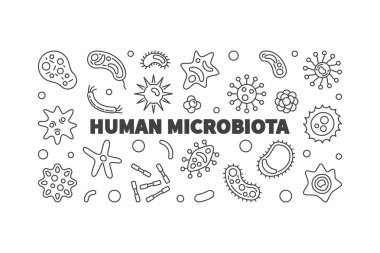Human microbiota vector outline horizontal illustration clipart