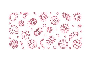 Virüs ya da patojen yatay banner. Vektör çizim