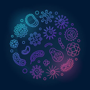 Bacteria round vector colored outline illustration clipart