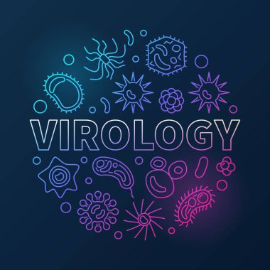Viroloji dairesel vektör çizimde ince çizgi stili renkli