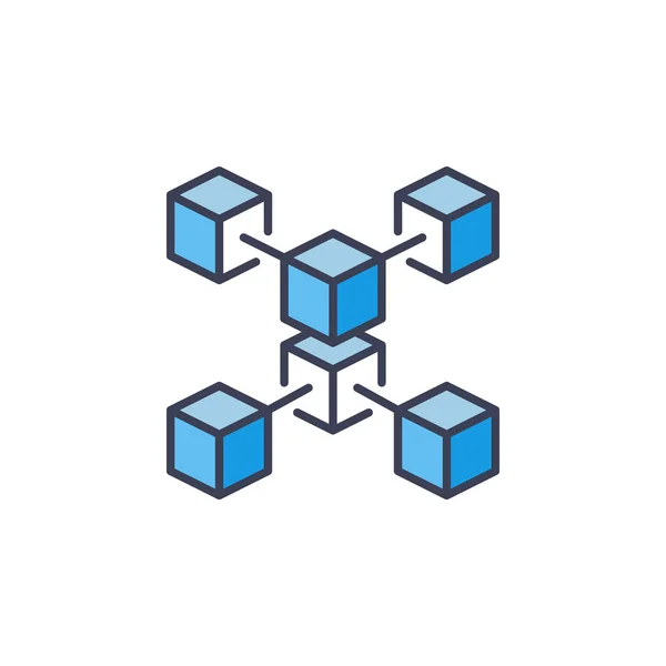 Blauwe Blockchain crypto pictogram. Vector cryptocurrency symbool — Stockvector