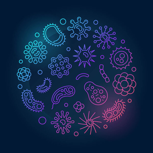 Bacteria round vector colored outline illustration