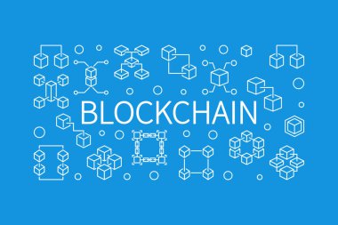 Blockchain vektör kavramı anahat yatay çizim