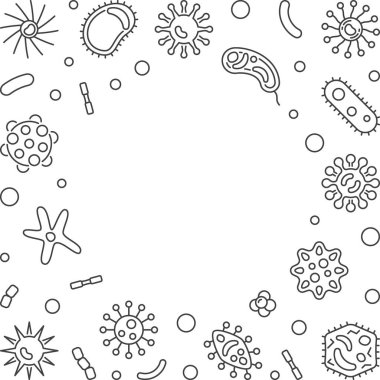 İnsan microbiota kare vektör çerçeve içinde ince çizgi stili