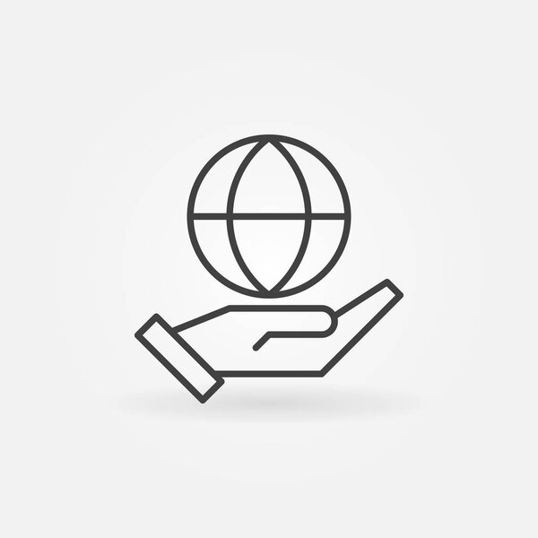 Значок векторной линии земного шара. Знак планеты в руке
