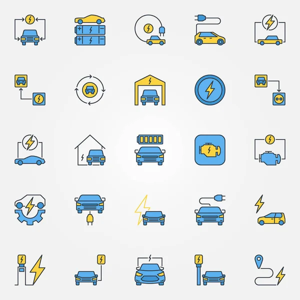 Vector electric car creative icons. Vector electric vehicle sign