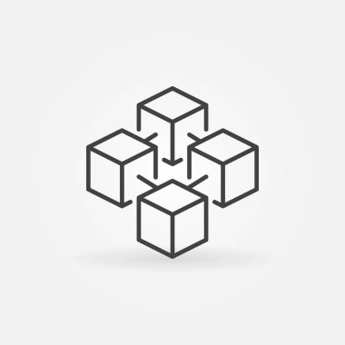 Blockchain küp vektör kavramı simgesini ince çizgi stili