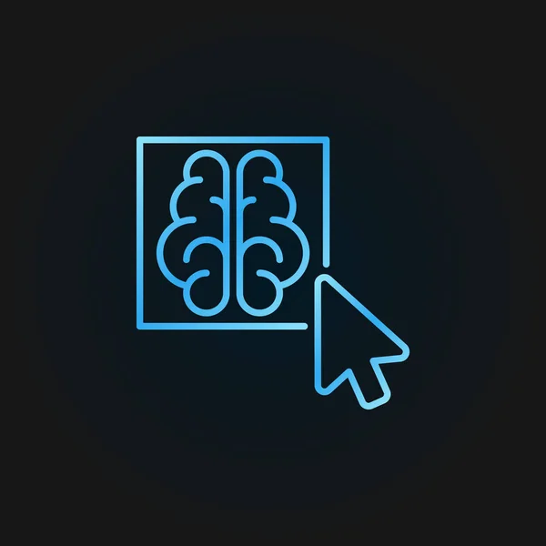 Kliknij ikonę mózgu przycisk kolorowe wektor zarys — Wektor stockowy